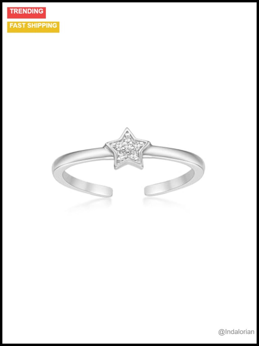 925 Sterling Silver Diamond Star Toe Ring Womens